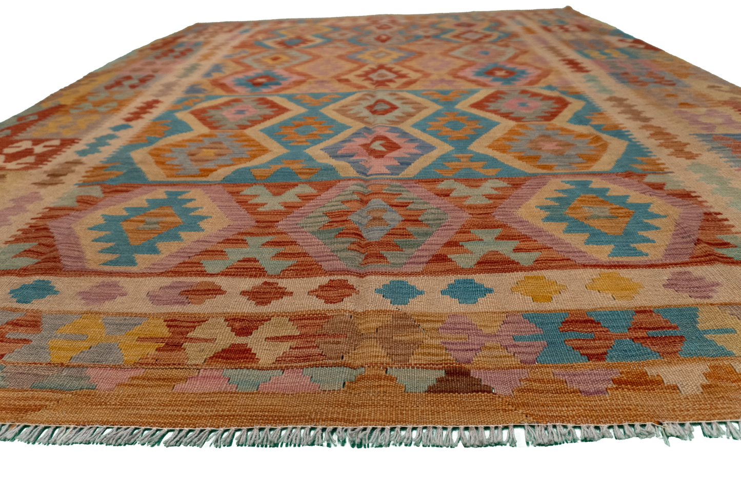 W 6.6 - L 8.6 - Kilim Fine/Wool All Over Rectangle - Finest Hand-Made Quality Wool - 61226
