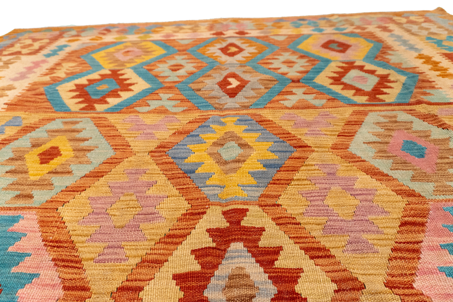 W 6.6 - L 8.6 - Kilim Fine/Wool All Over Rectangle - Finest Hand-Made Quality Wool - 61226