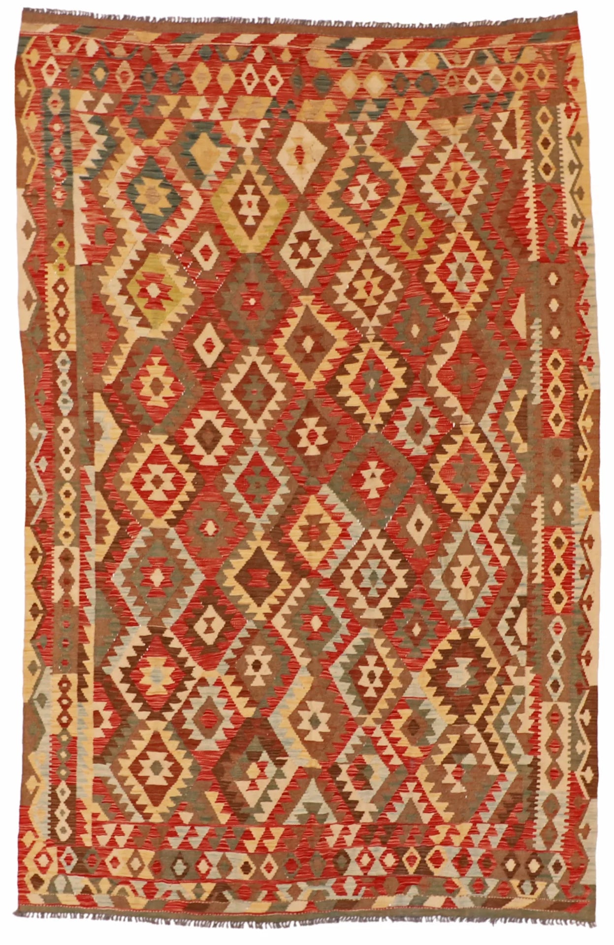 6.1 x 9.11 - Kilim Fine/Wool All Over Rectangle - Finest Hand-Made Quality Wool — 61227