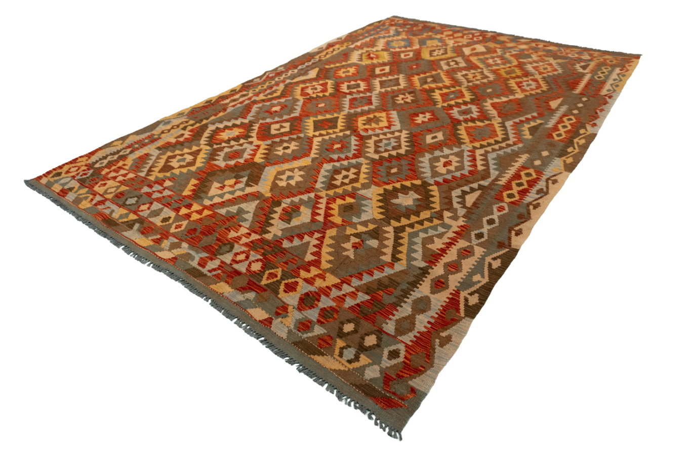 W 6.1 L 9.11 Kilim 100% Wool Hand-Woven All-Over Design - 61227