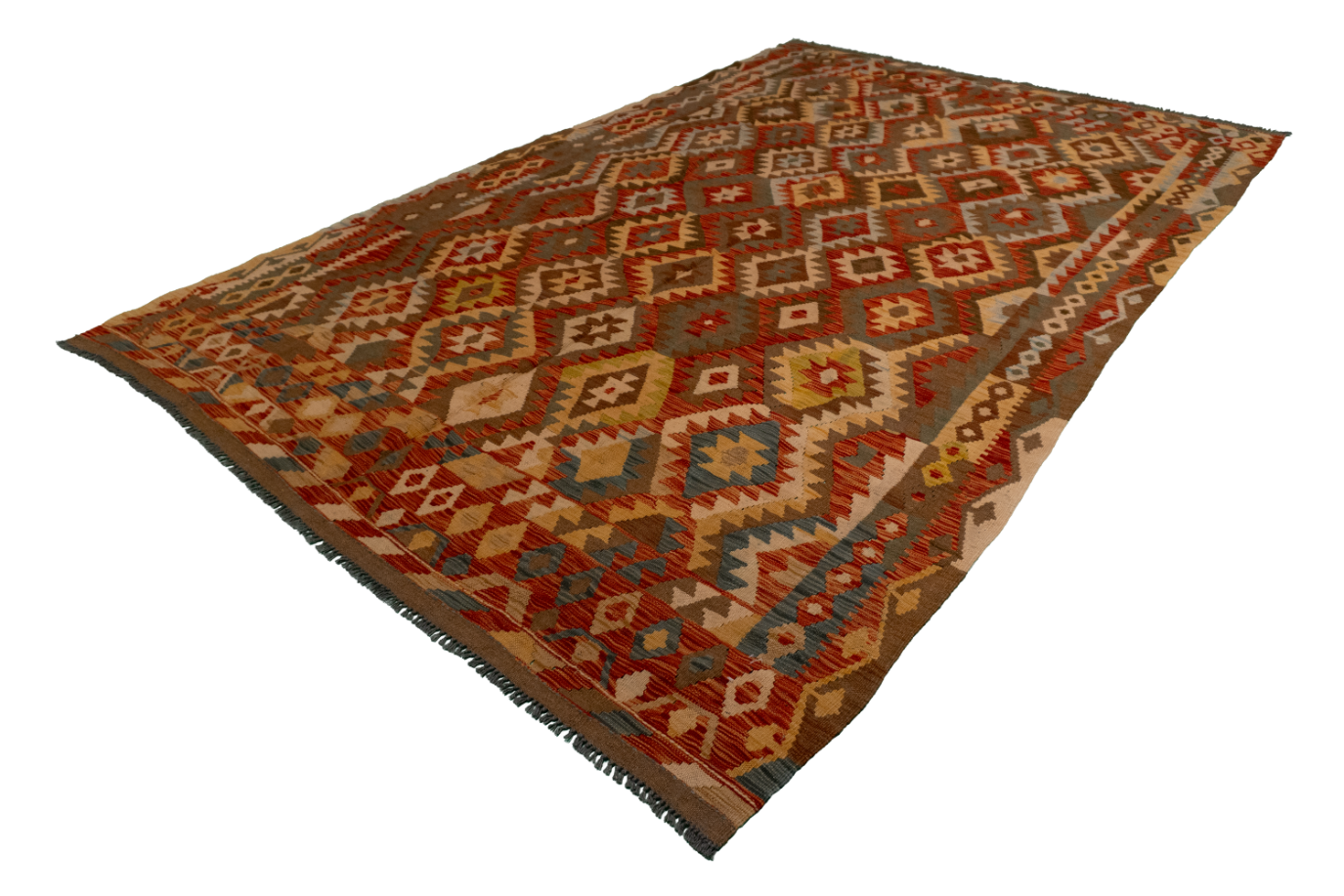 W 6.1 L 9.11 Kilim 100% Wool Hand-Woven All-Over Design - 61227