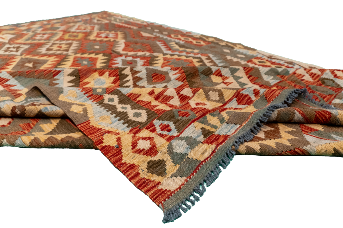W 6.1 L 9.11 Kilim 100% Wool Hand-Woven All-Over Design - 61227