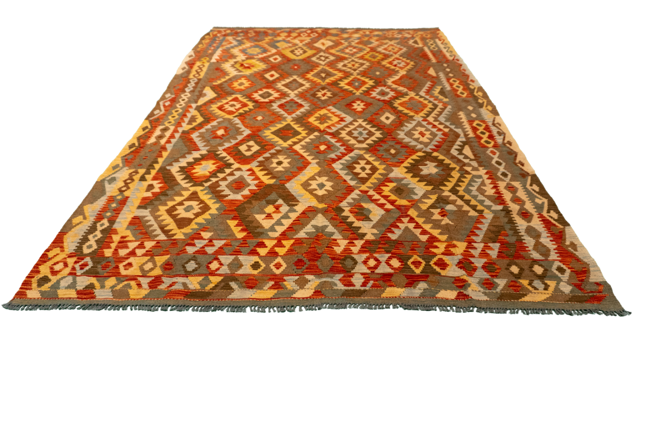 W 6.1 L 9.11 Kilim 100% Wool Hand-Woven All-Over Design - 61227