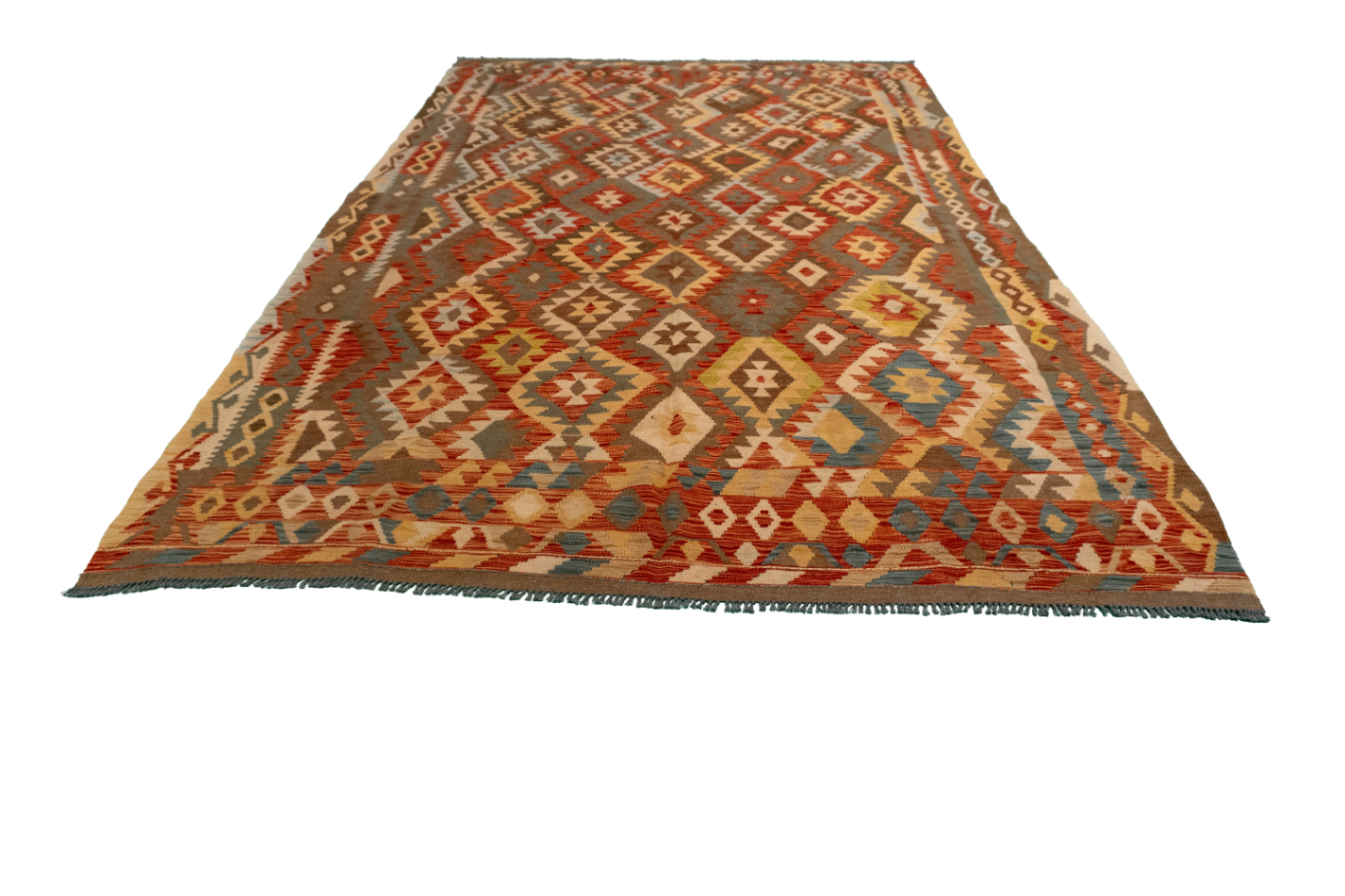 W 6.1 L 9.11 Kilim 100% Wool Hand-Woven All-Over Design - 61227