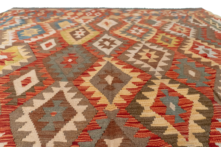 W 6.1 L 9.11 Kilim 100% Wool Hand-Woven All-Over Design - 61227