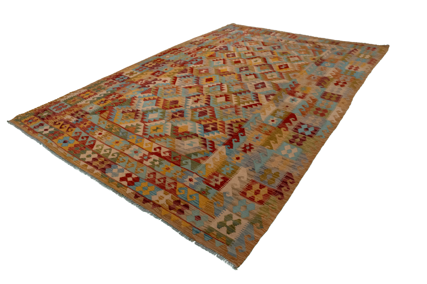 W 6.7 - L 9.10 - Kilim Fine/Wool All Over Rectangle - Finest Hand-Made Quality Wool - 61228