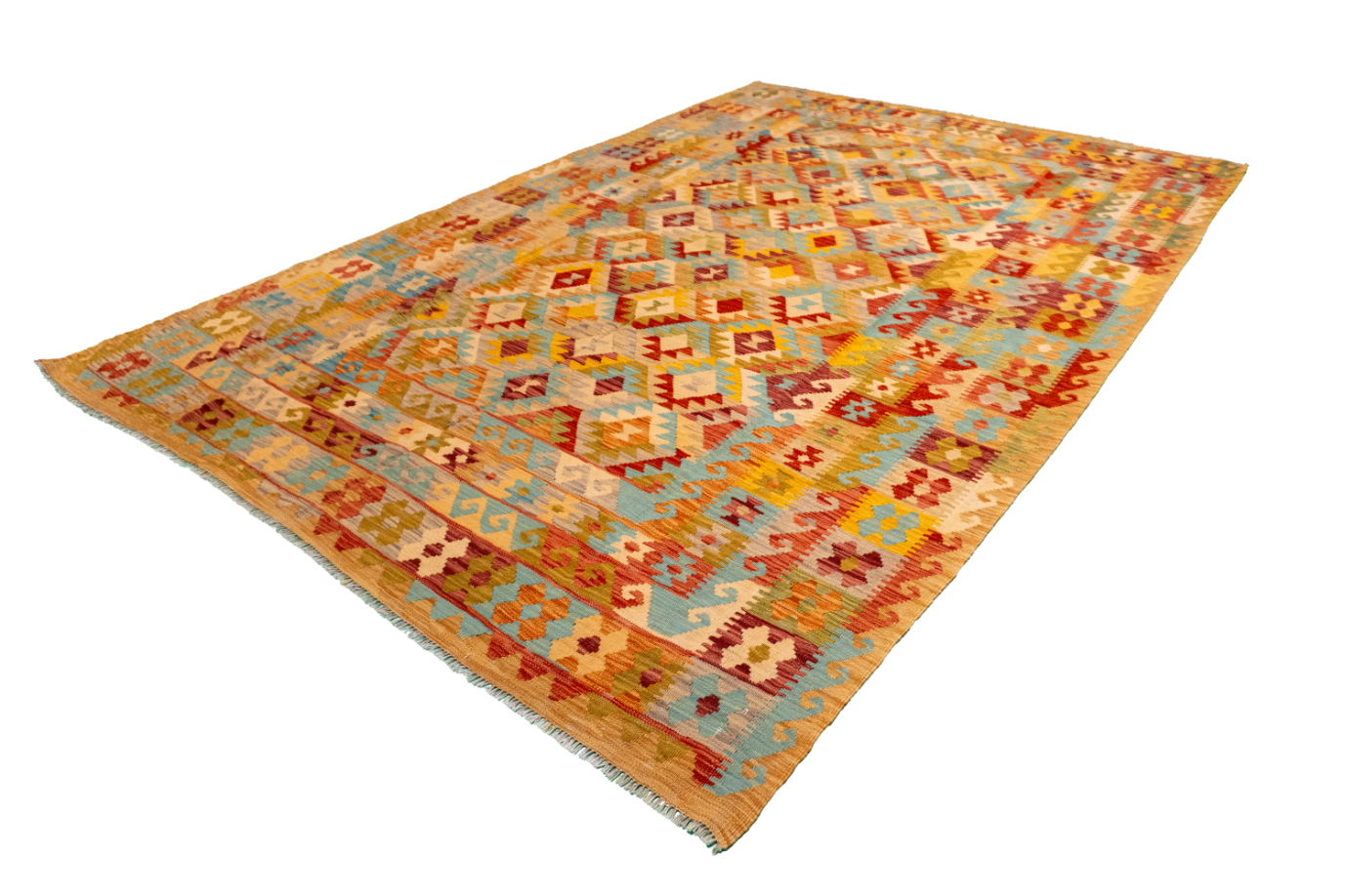 W 6.7 - L 9.10 - Kilim Fine/Wool All Over Rectangle - Finest Hand-Made Quality Wool - 61228