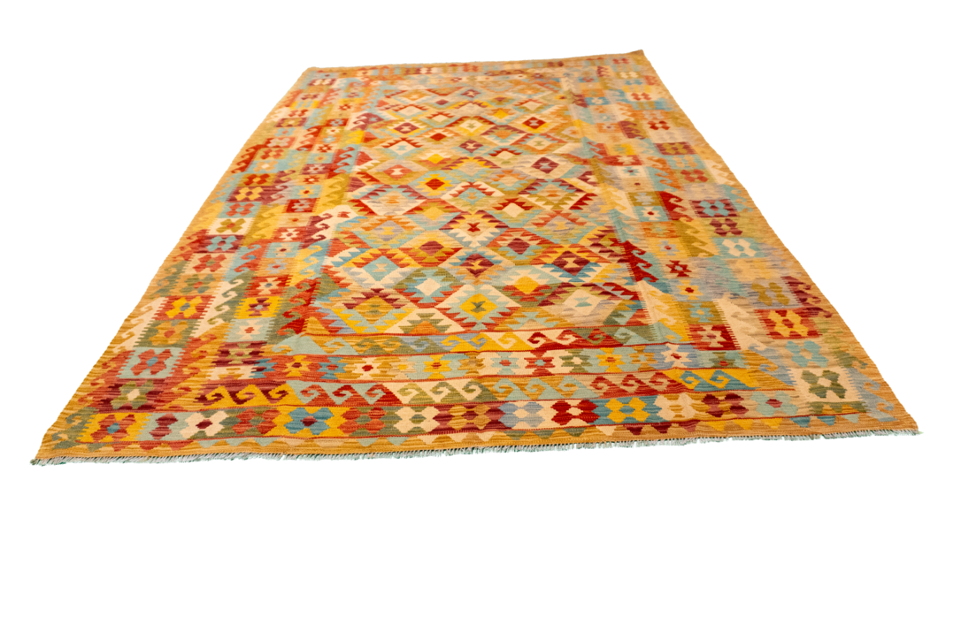 W 6.7 - L 9.10 - Kilim Fine/Wool All Over Rectangle - Finest Hand-Made Quality Wool - 61228