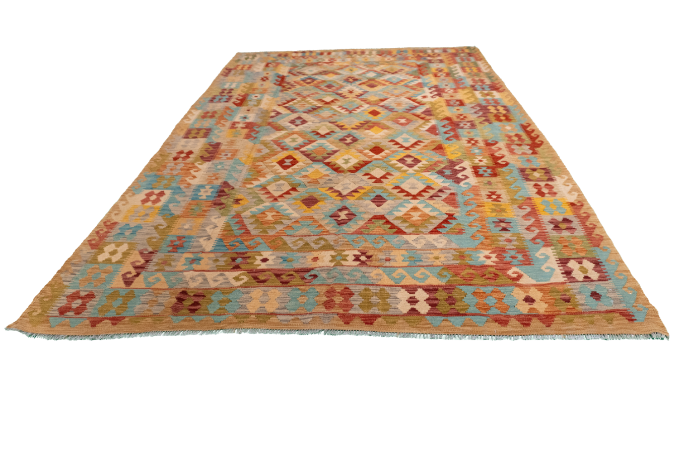 W 6.7 - L 9.10 - Kilim Fine/Wool All Over Rectangle - Finest Hand-Made Quality Wool - 61228