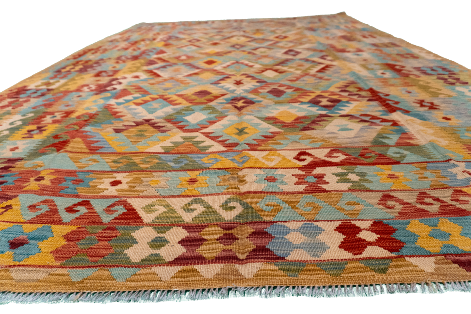 W 6.7 - L 9.10 - Kilim Fine/Wool All Over Rectangle - Finest Hand-Made Quality Wool - 61228