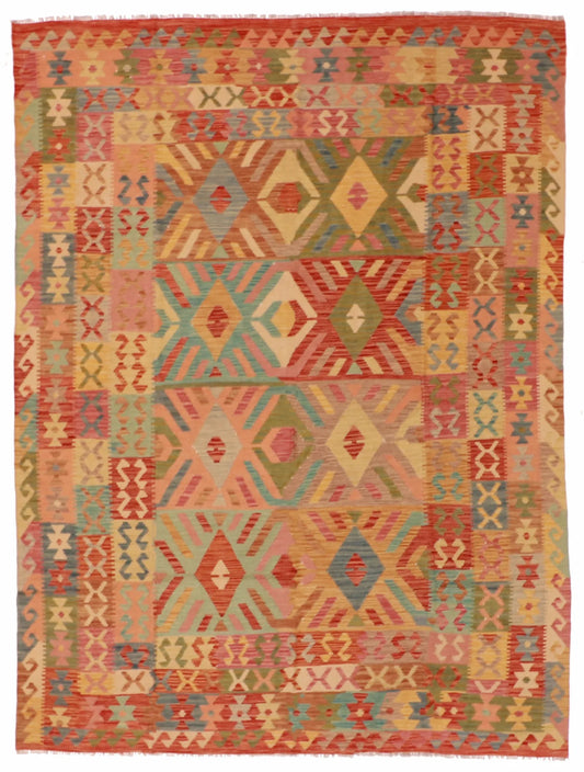 6.4 x 8.6 - Kilim Fine/Wool All Over Rectangle - Finest Hand-Made Quality Wool — 61230