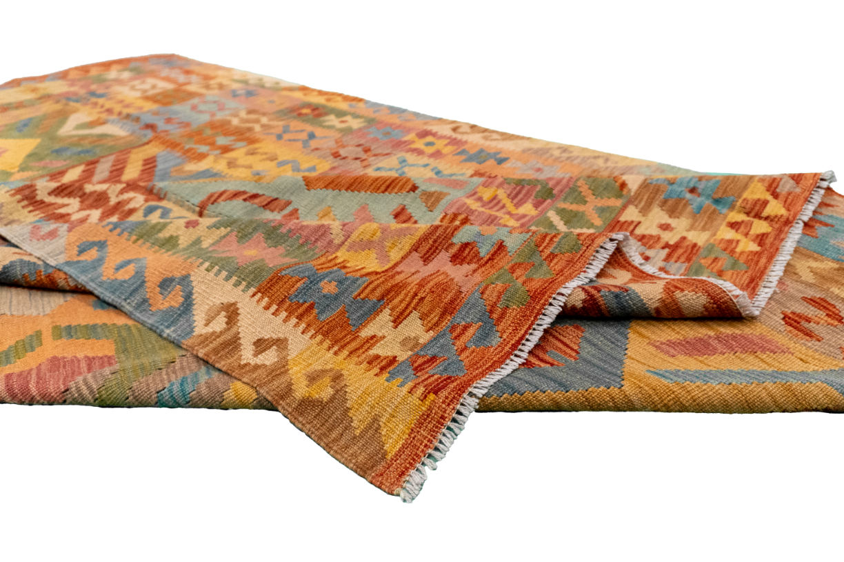 W 6.4 - L 8.6 - Kilim Fine/Wool All Over Rectangle - Finest Hand-Made Quality Wool - 61230