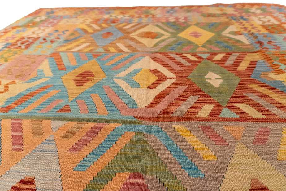 W 6.4 - L 8.6 - Kilim Fine/Wool All Over Rectangle - Finest Hand-Made Quality Wool - 61230