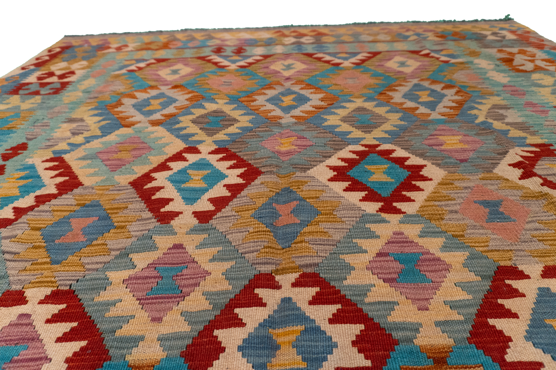W 5.5 - L 7.7 - Kilim Fine/Wool All Over Rectangle - Finest Hand-Made Quality Wool - 61233