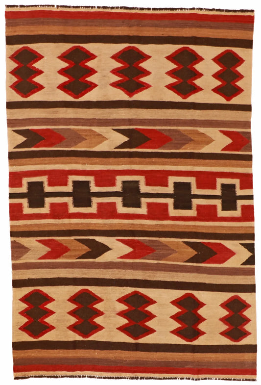 5 x 7 - Kilim Fine/Wool All Over Rectangle - Finest Hand-Made Quality Wool - 61235