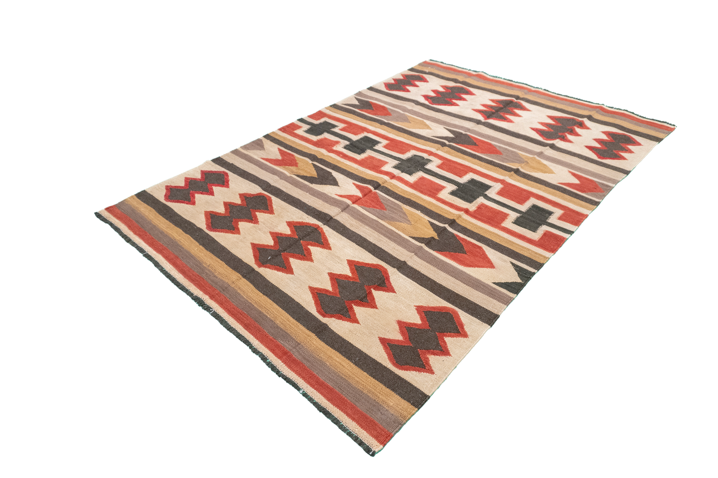 W 5 - L 7 - Kilim Fine/Wool All Over Rectangle - Finest Hand-Made Quality Wool - 61235