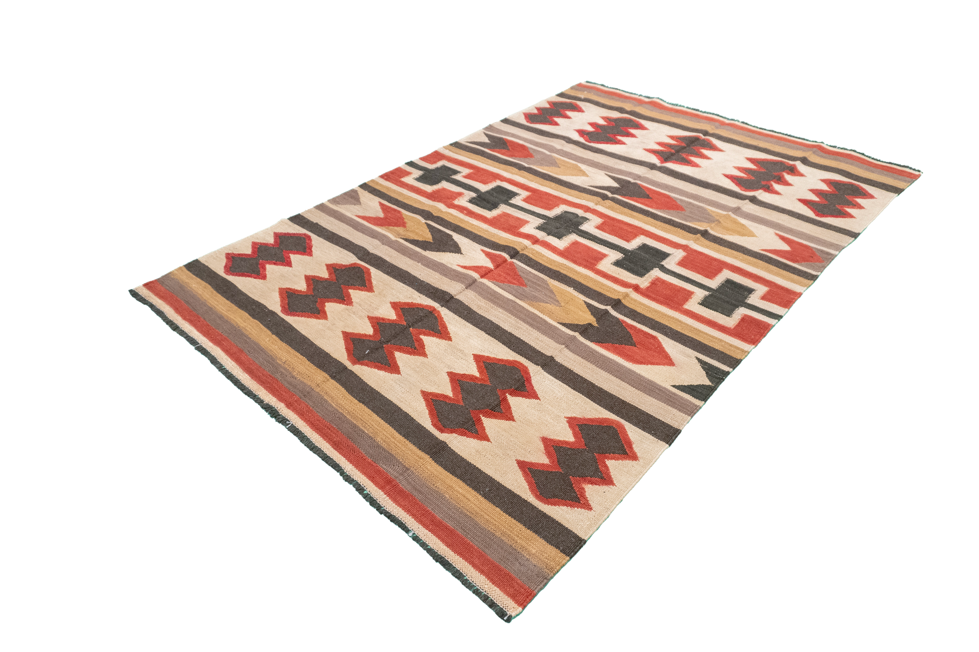 W 5 - L 7 - Kilim Fine/Wool All Over Rectangle - Finest Hand-Made Quality Wool - 61235