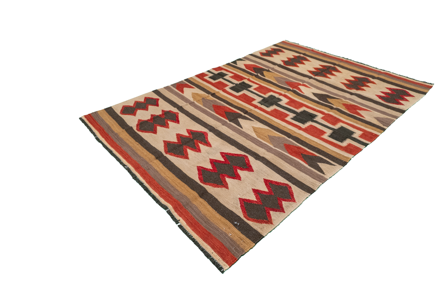 W 5 - L 7 - Kilim Fine/Wool All Over Rectangle - Finest Hand-Made Quality Wool - 61235