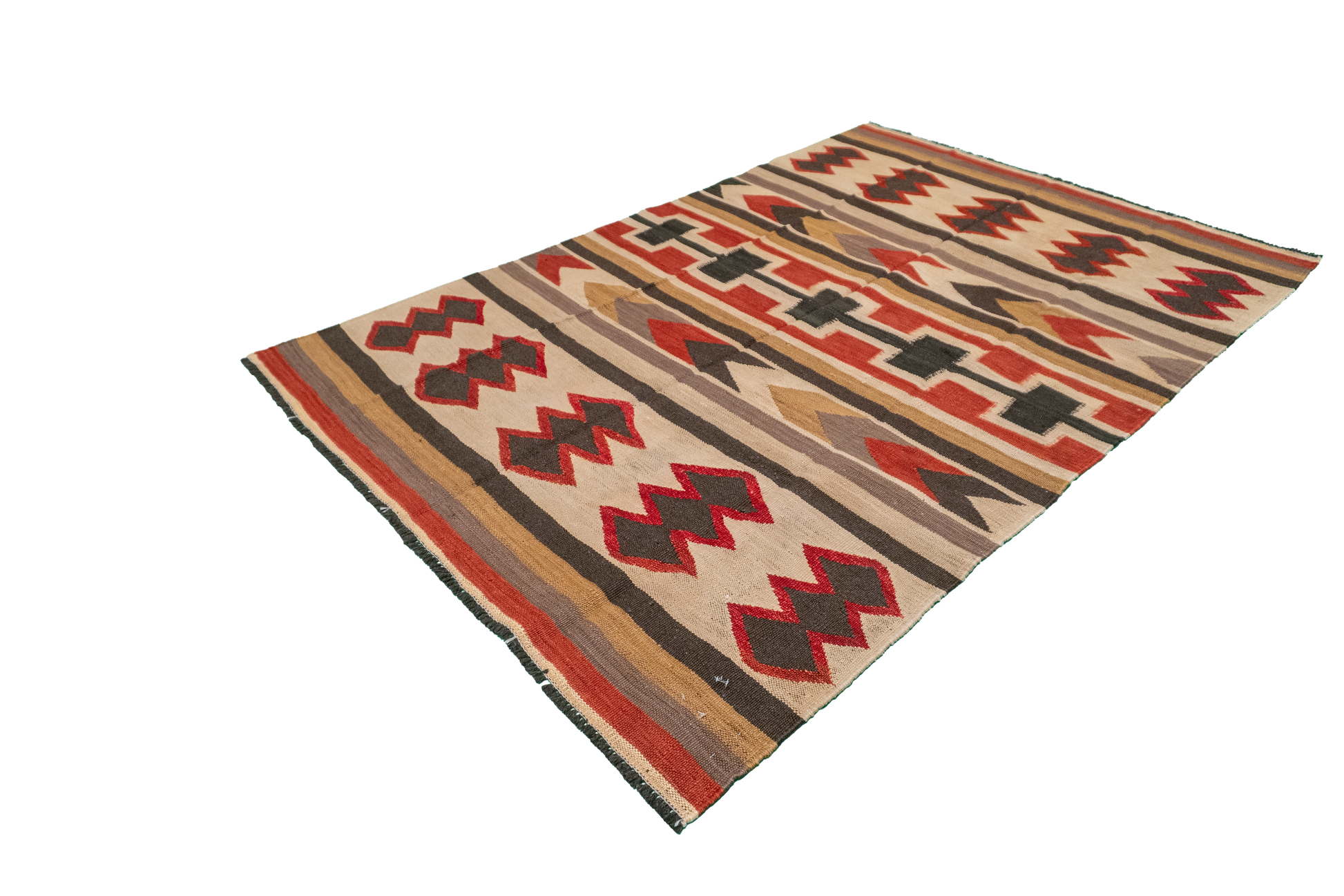 W 5 - L 7 - Kilim Fine/Wool All Over Rectangle - Finest Hand-Made Quality Wool - 61235