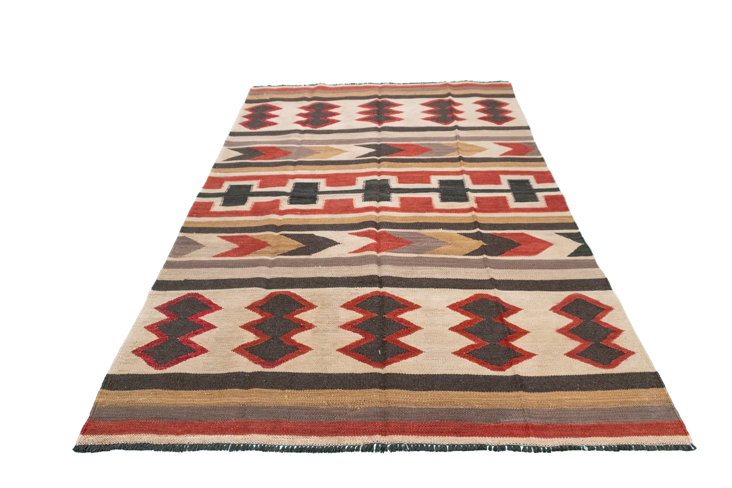W 5 - L 7 - Kilim Fine/Wool All Over Rectangle - Finest Hand-Made Quality Wool - 61235