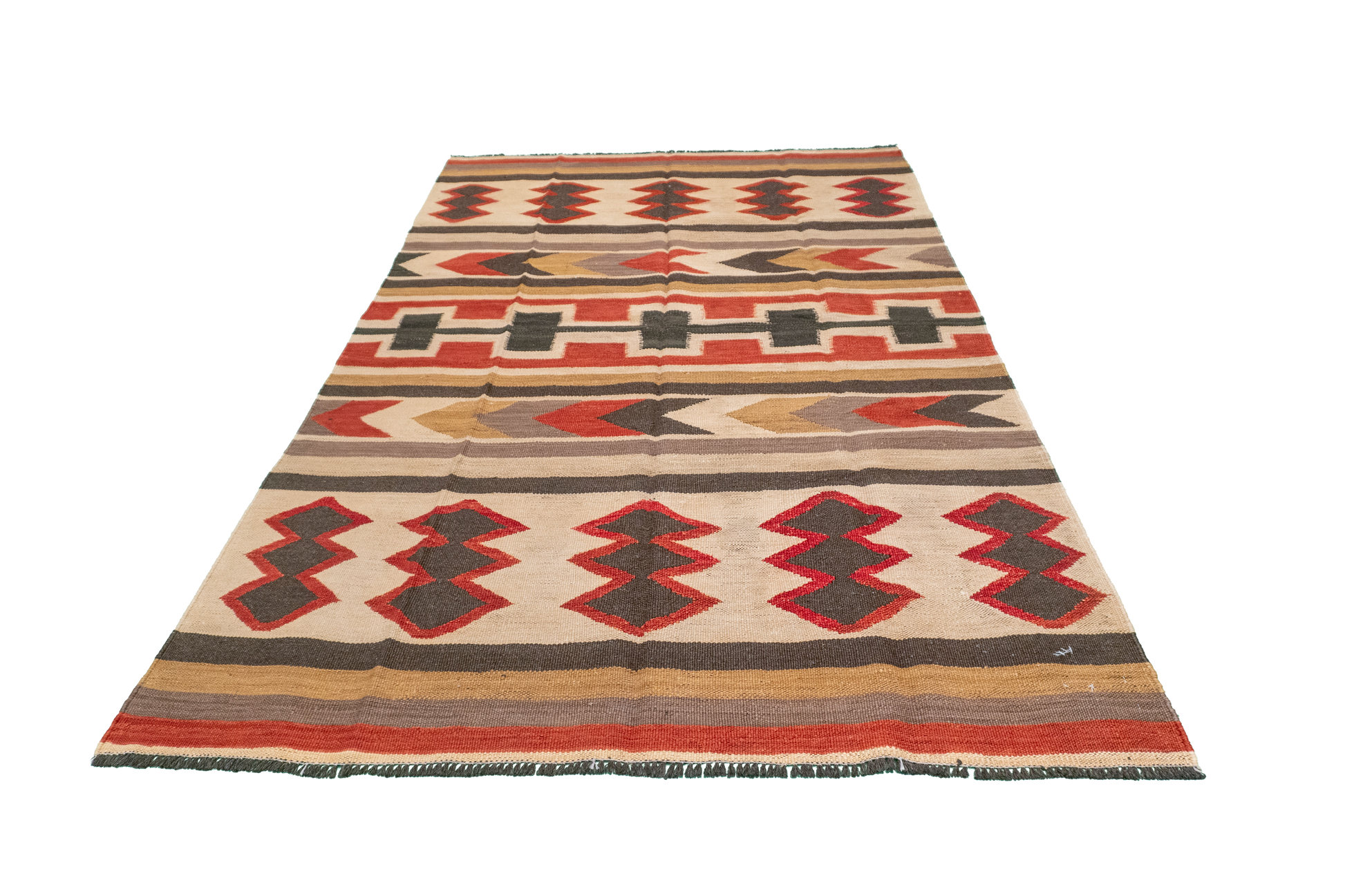 W 5 - L 7 - Kilim Fine/Wool All Over Rectangle - Finest Hand-Made Quality Wool - 61235