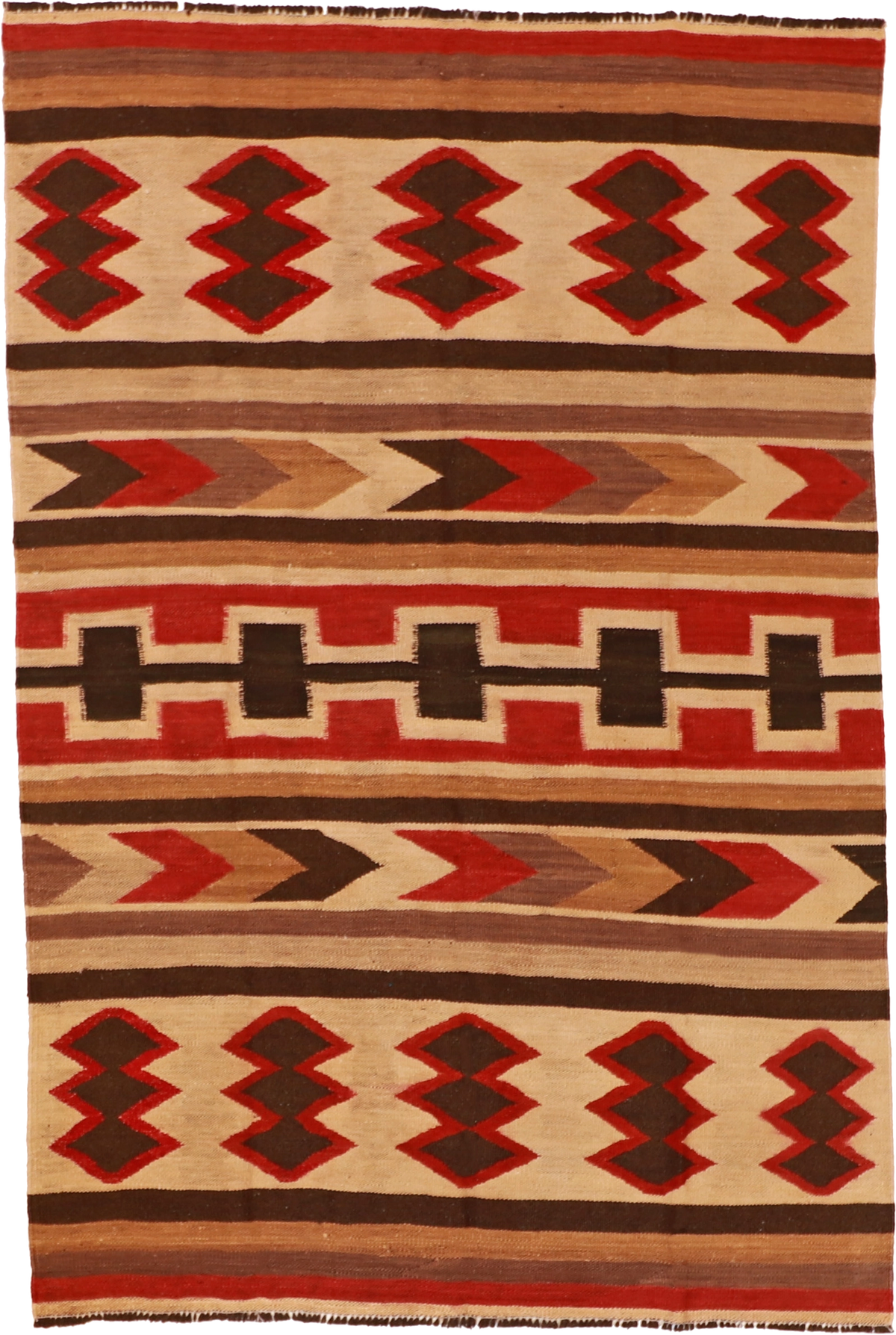 W 5 L 7 Kilim 100% Wool Hand-Woven All-Over Design - 61235