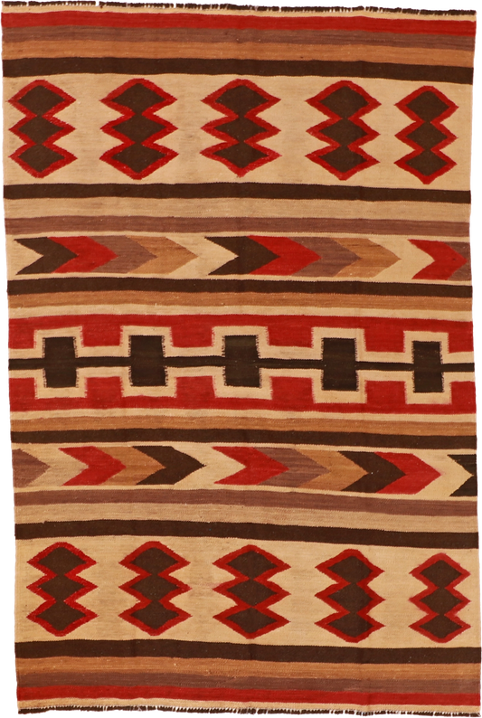 W 5 L 7 Kilim 100% Wool Hand-Woven All-Over Design - 61235