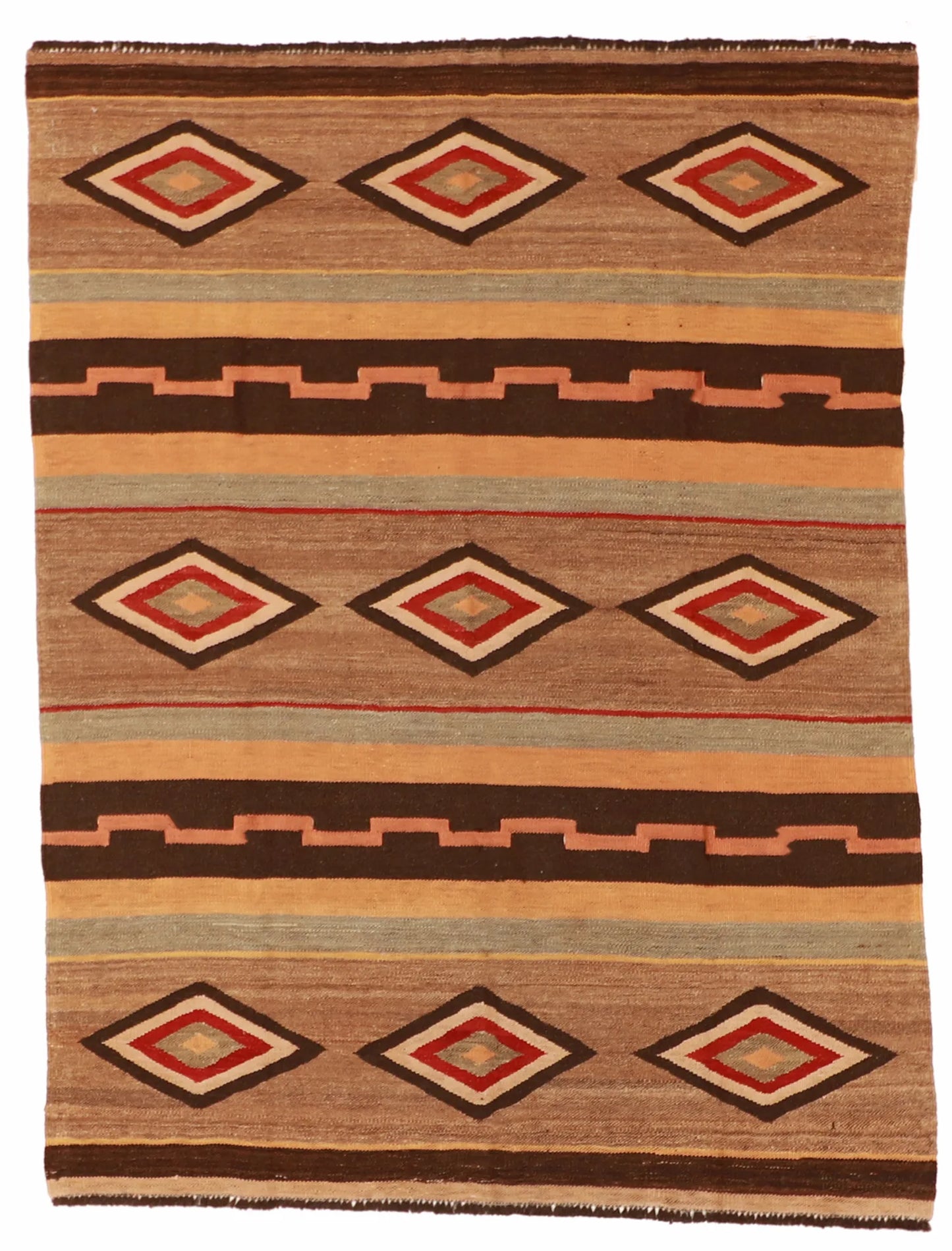 4.11 x 6.6 - Kilim Fine/Wool All Over Rectangle - Finest Hand-Made Quality Wool — 61238