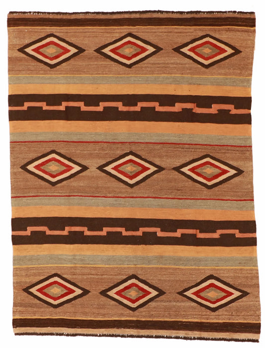 4.11 x 6.6 - Kilim Fine/Wool All Over Rectangle - Finest Hand-Made Quality Wool — 61238