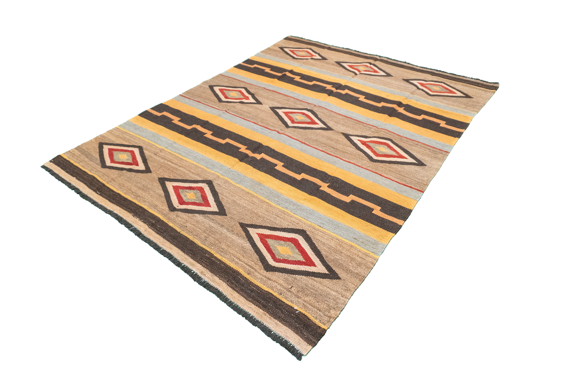 W 4.11 L 6.6 Kilim 100% Wool Hand-Woven All-Over Design - 61238