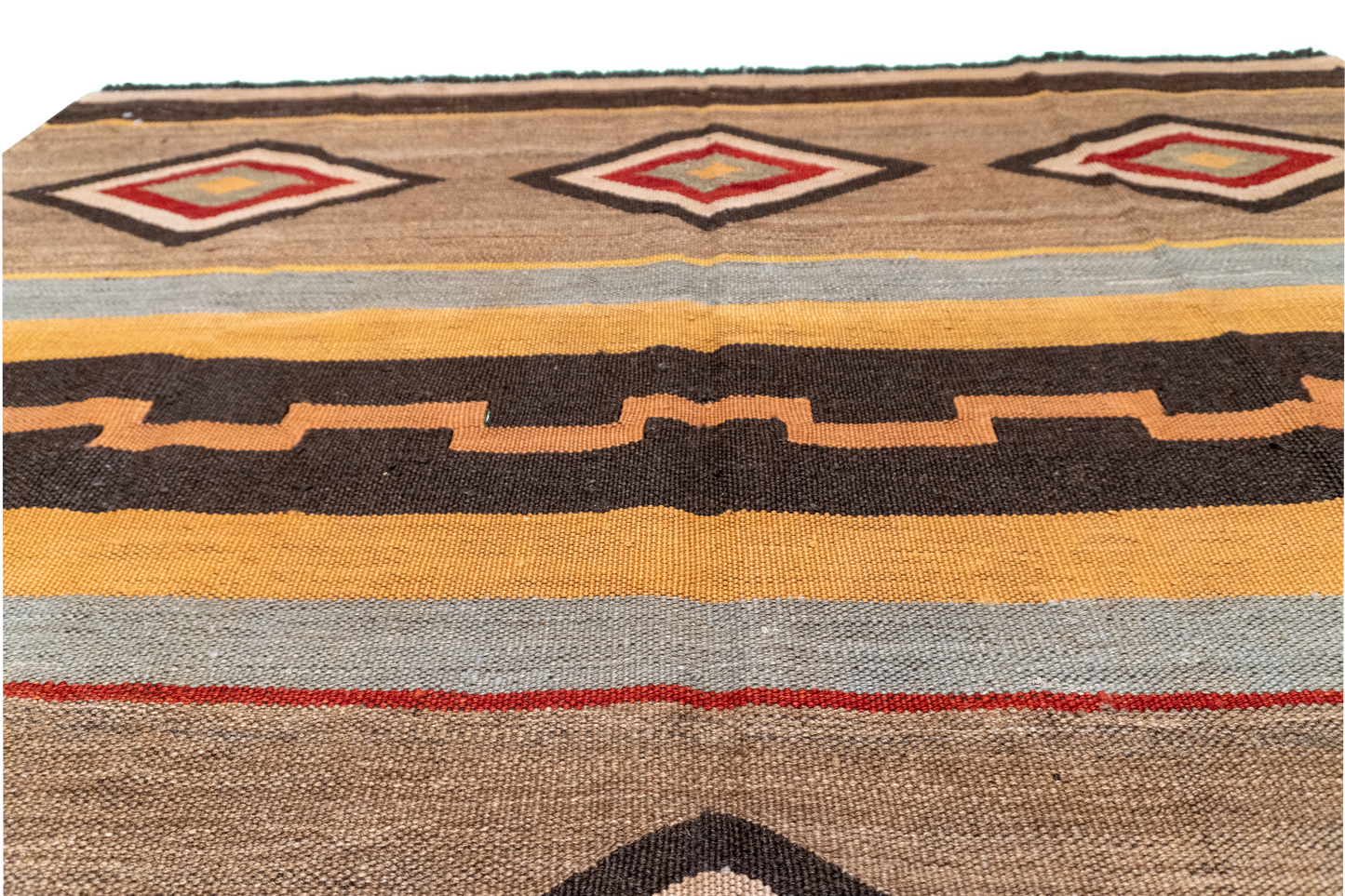 W 4.11 L 6.6 Kilim 100% Wool Hand-Woven All-Over Design - 61238