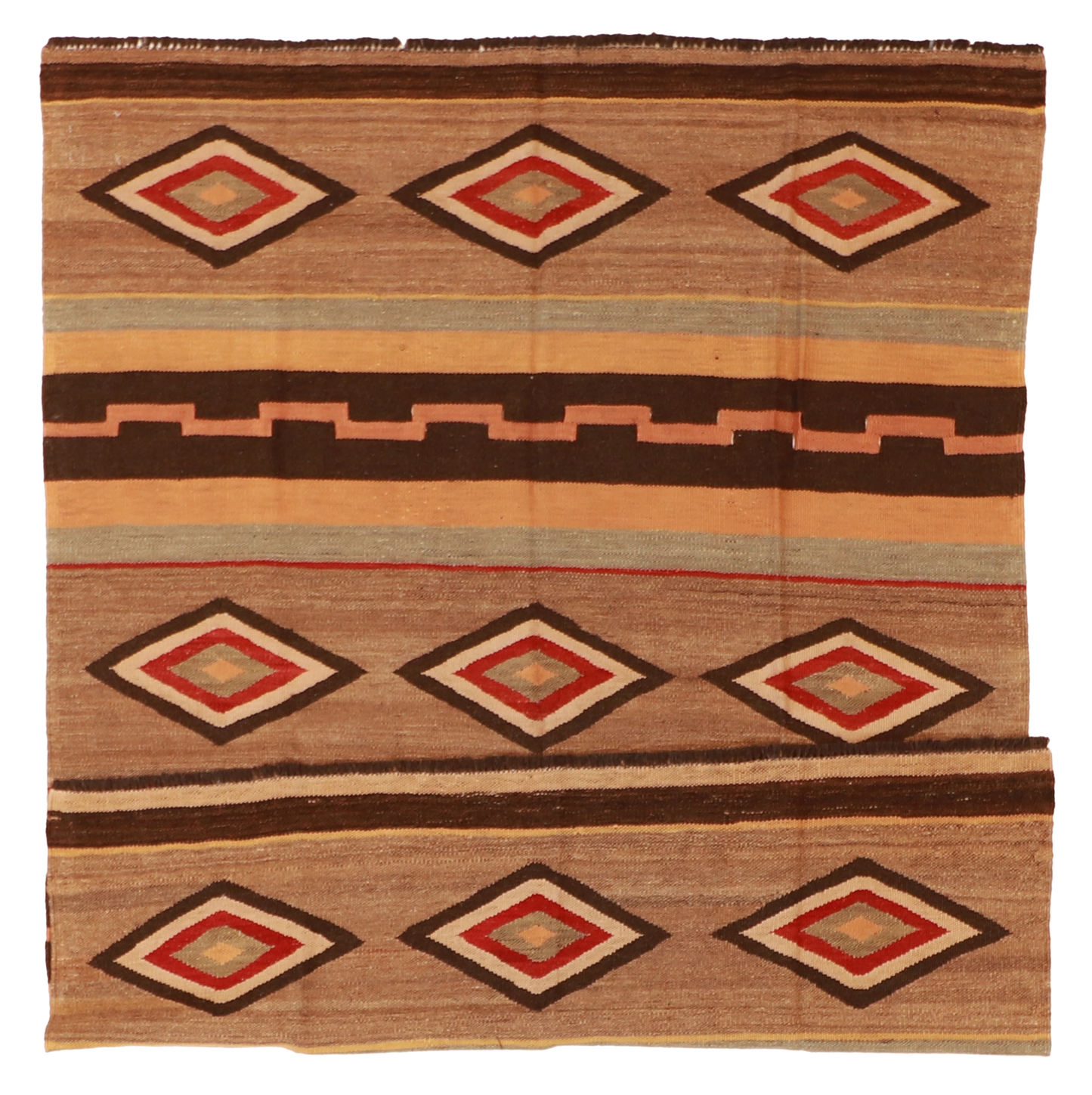 W 4.11 L 6.6 Kilim 100% Wool Hand-Woven All-Over Design - 61238