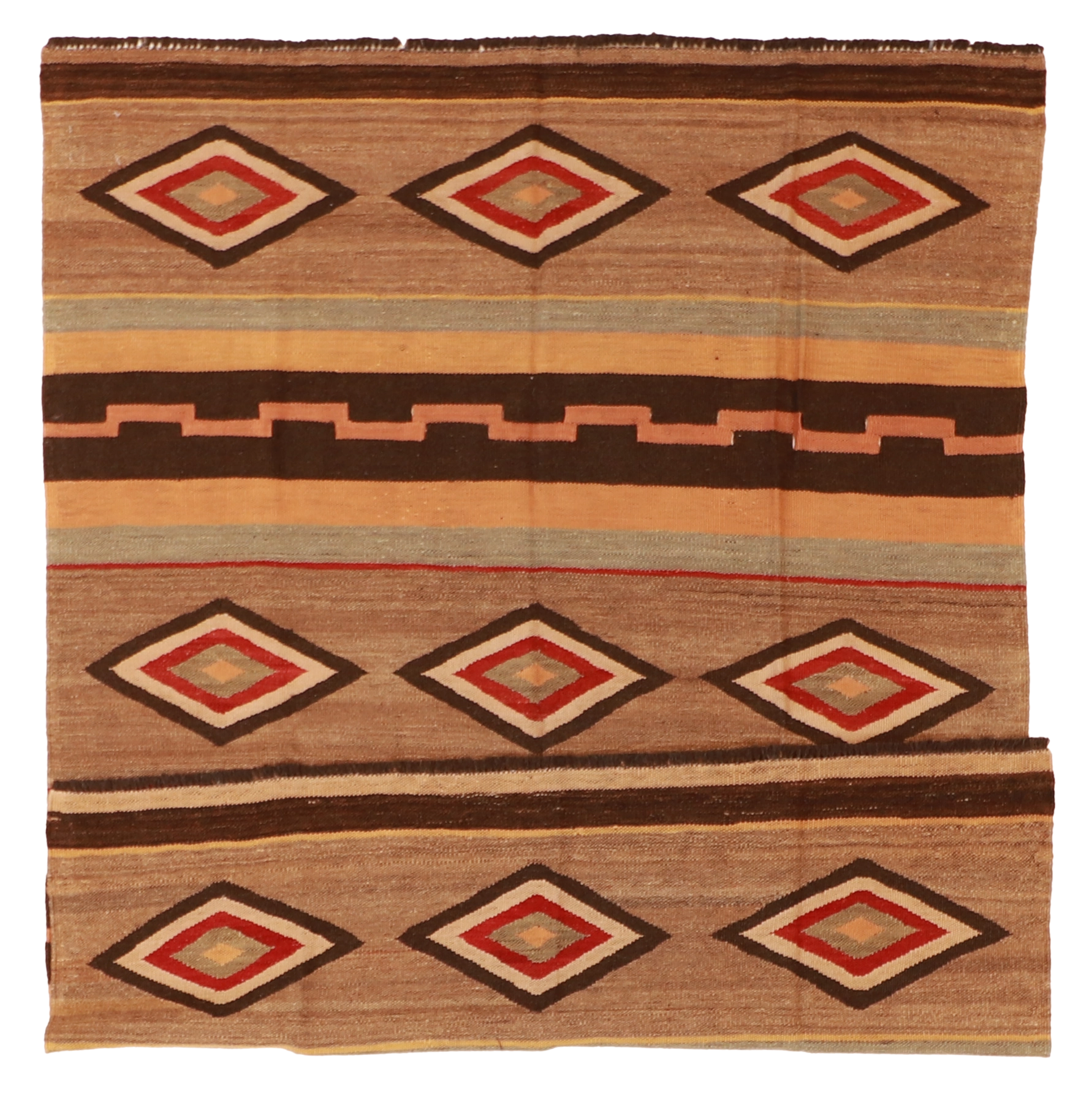 W 4.11 L 6.6 Kilim 100% Wool Hand-Woven All-Over Design - 61238