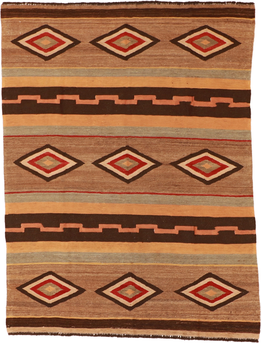 W 4.11 L 6.6 Kilim 100% Wool Hand-Woven All-Over Design - 61238