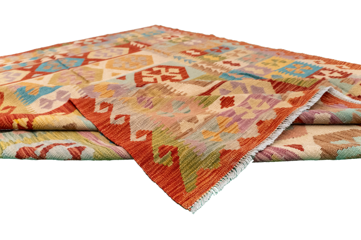 W 6.5 - L 8.3 - Kilim Fine/Wool All Over Rectangle - Finest Hand-Made Quality Wool - 61239