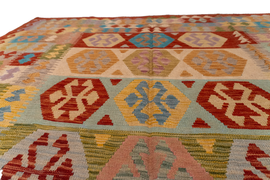 W 6.5 - L 8.3 - Kilim Fine/Wool All Over Rectangle - Finest Hand-Made Quality Wool - 61239