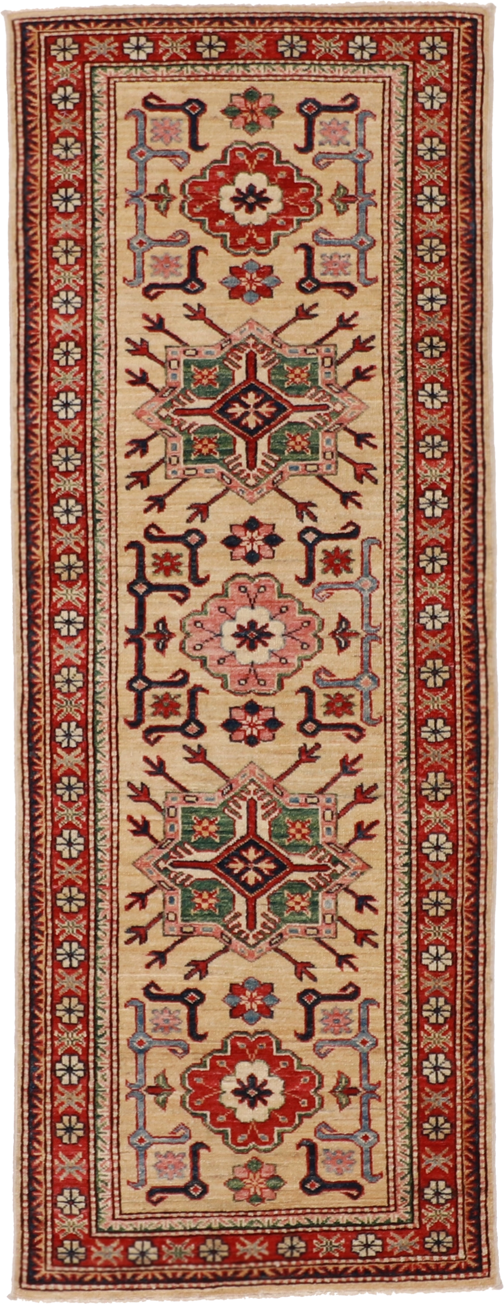 W 2.6 L 6.8 Mahal Runner 100% Wool Hand-Woven All-Over Design - 61242
