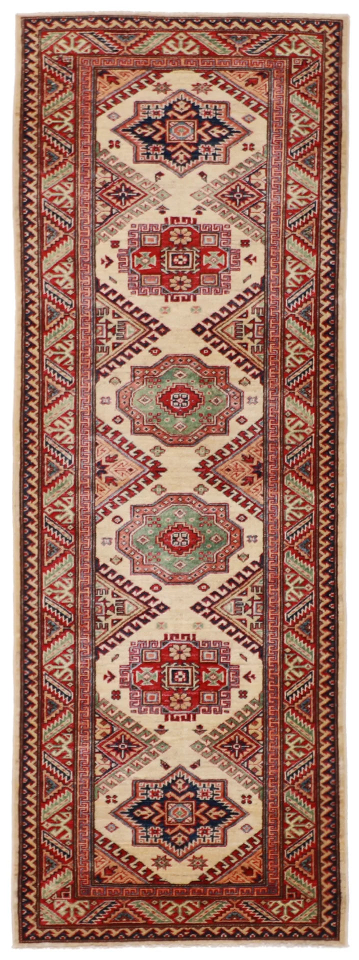 W 2.7 L 7.3 Karajeh Runner 100% Wool Handmade Geometric Design - 61244
