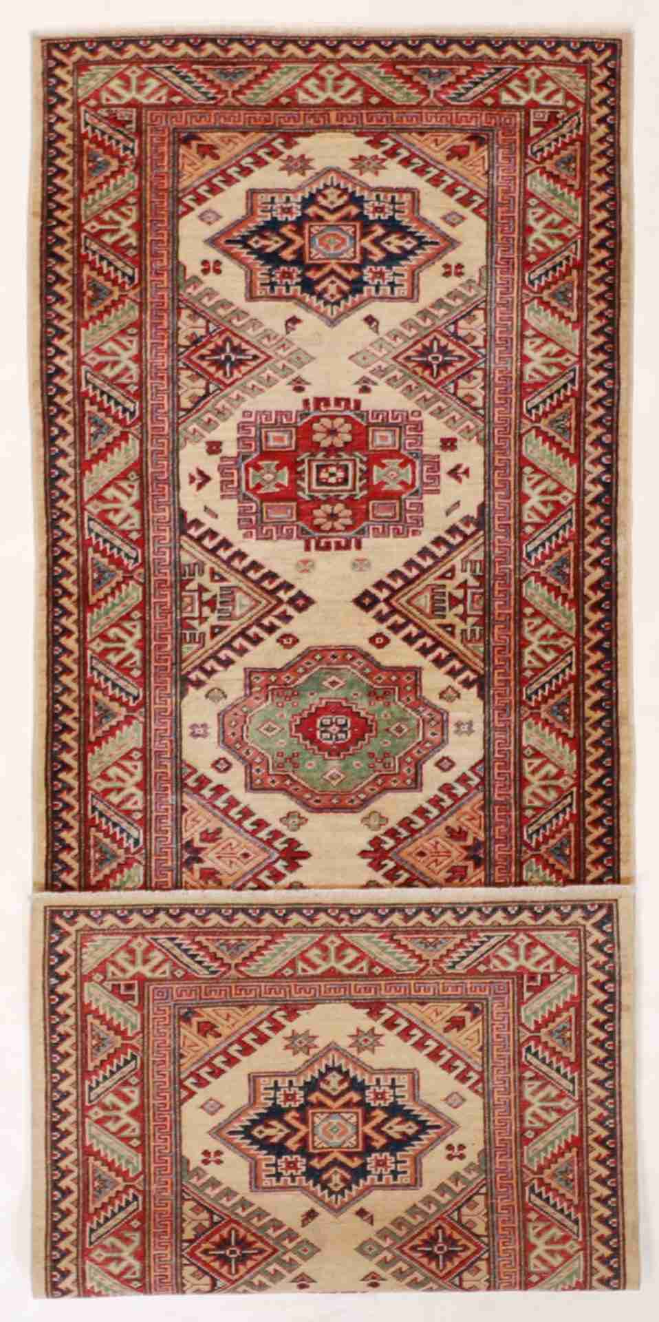 W 2.7 L 7.3 Karajeh Runner 100% Wool Handmade Geometric Design - 61244