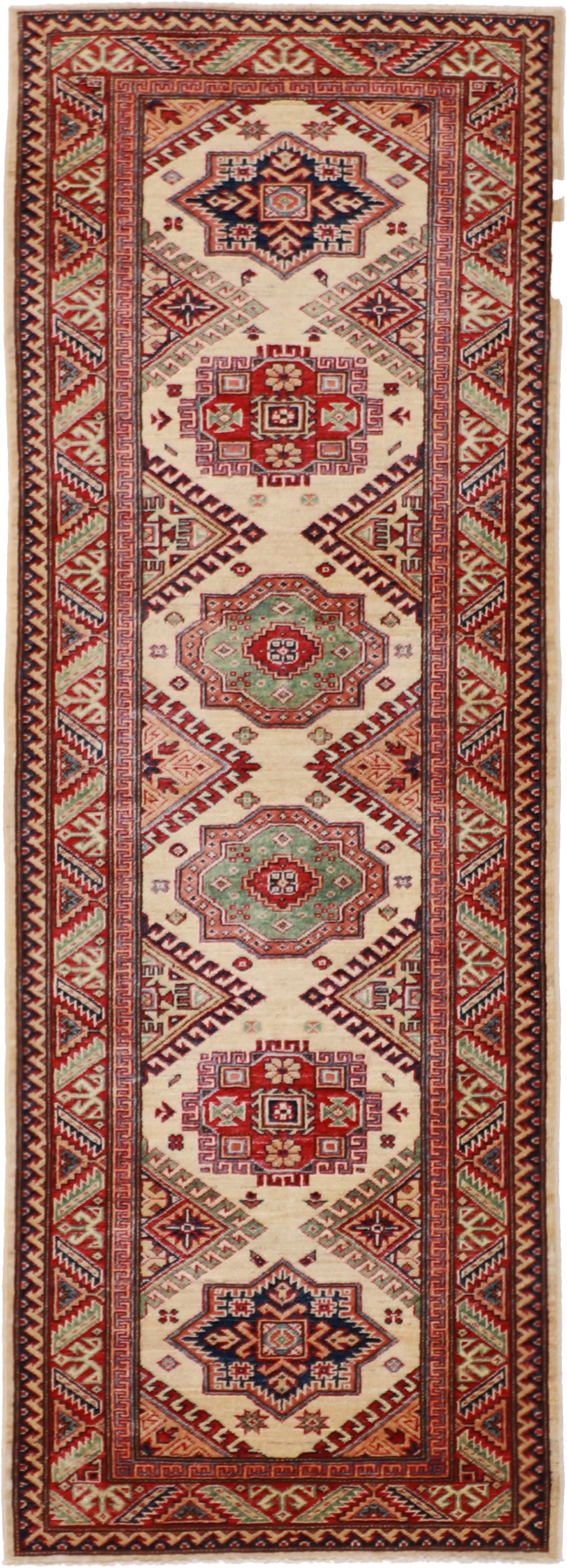 W 2.7 L 7.3 Karajeh Runner 100% Wool Hand-Woven Geometric Design - 61244