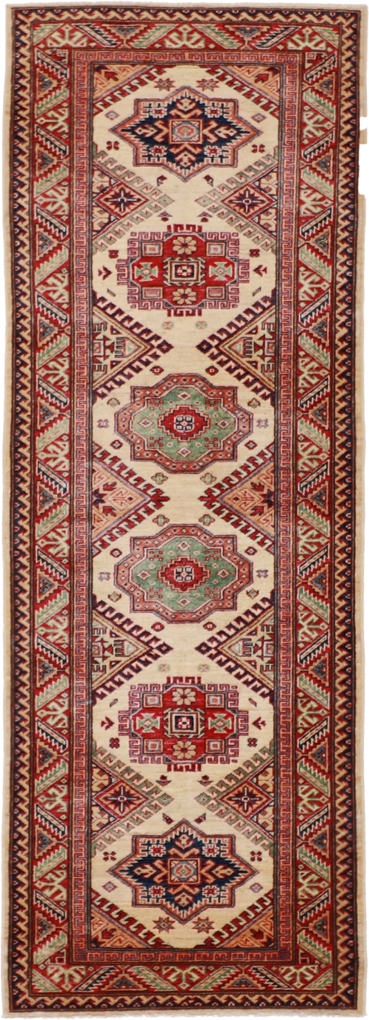 W 2.7 L 7.3 Karajeh Runner 100% Wool Hand-Woven Geometric Design - 61244