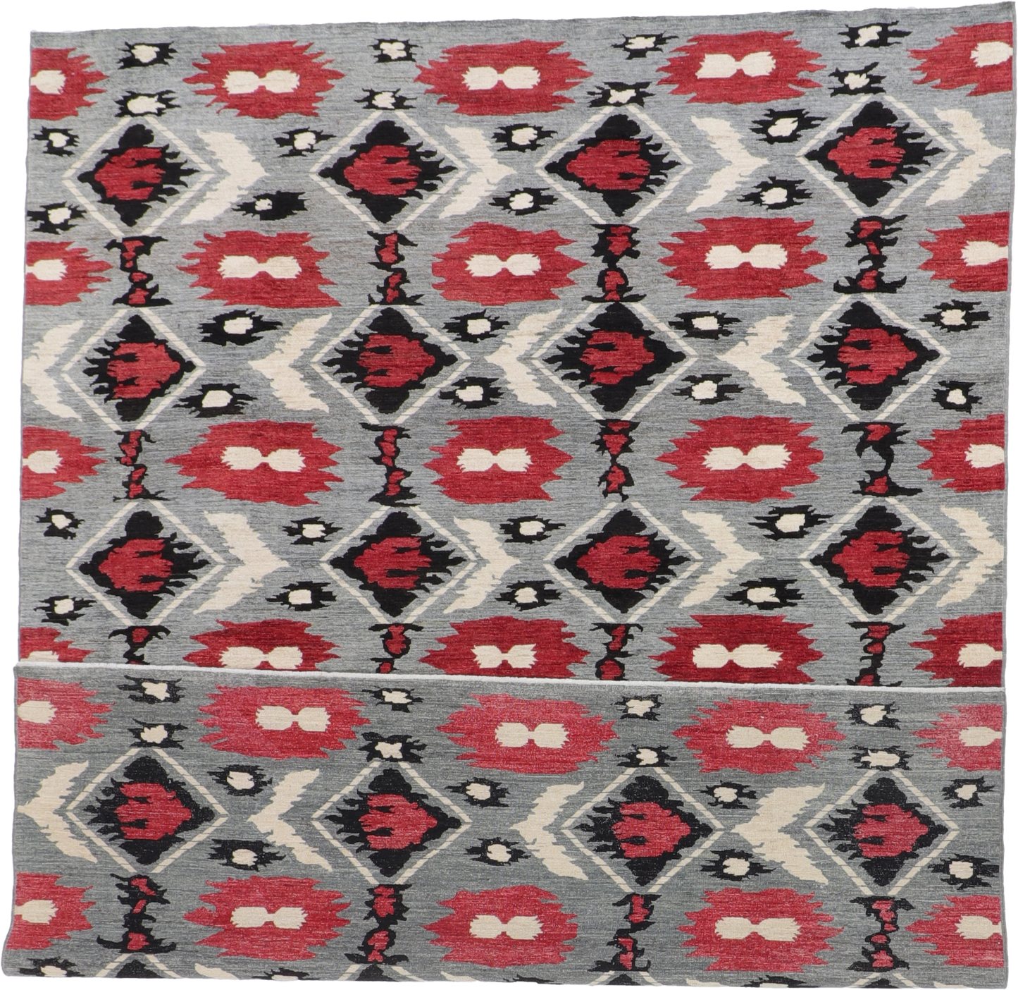 W 9.4 L 12 Mountain Modern 100% Wool Hand-Woven All-Over Design - 61249