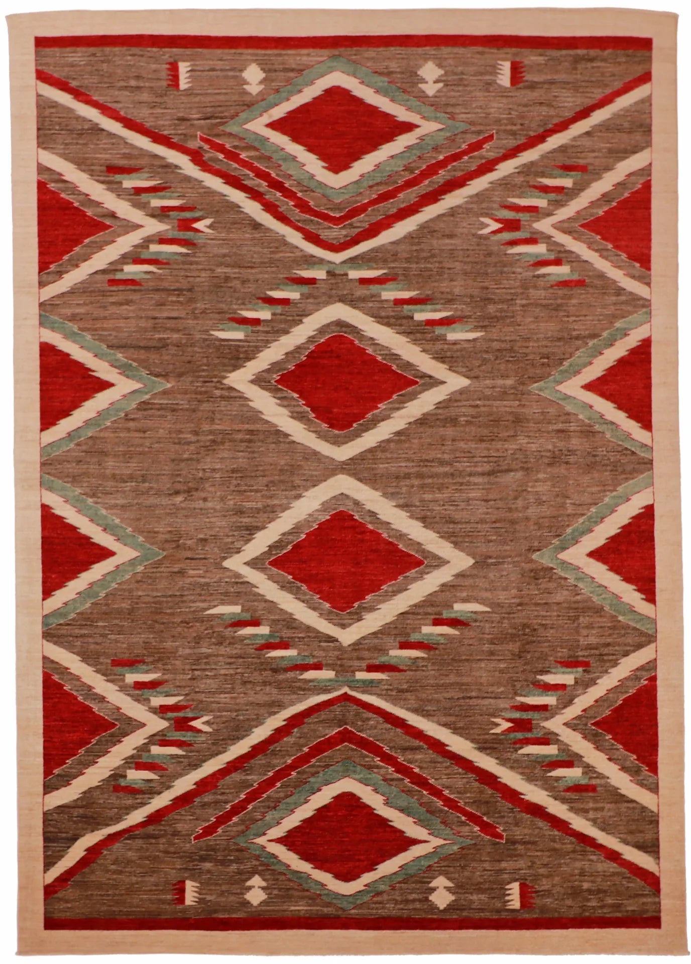 W 8.6 - L 12 - Mountain Modern Wool Western Rectangle - Hand Woven Rug - 61250
