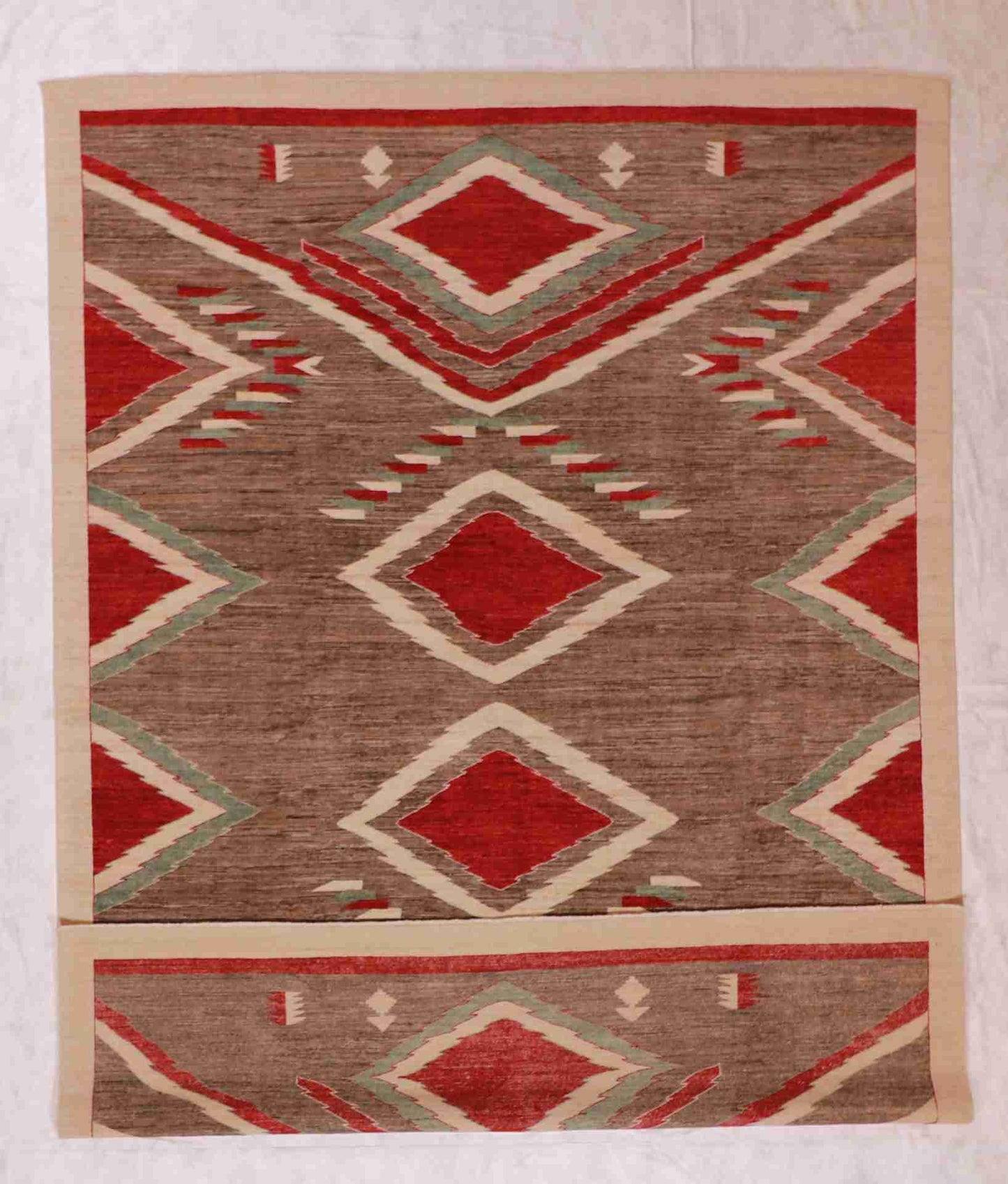 W 8.6 - L 12 - Mountain Modern Wool Western Rectangle - Hand Woven Rug - 61250