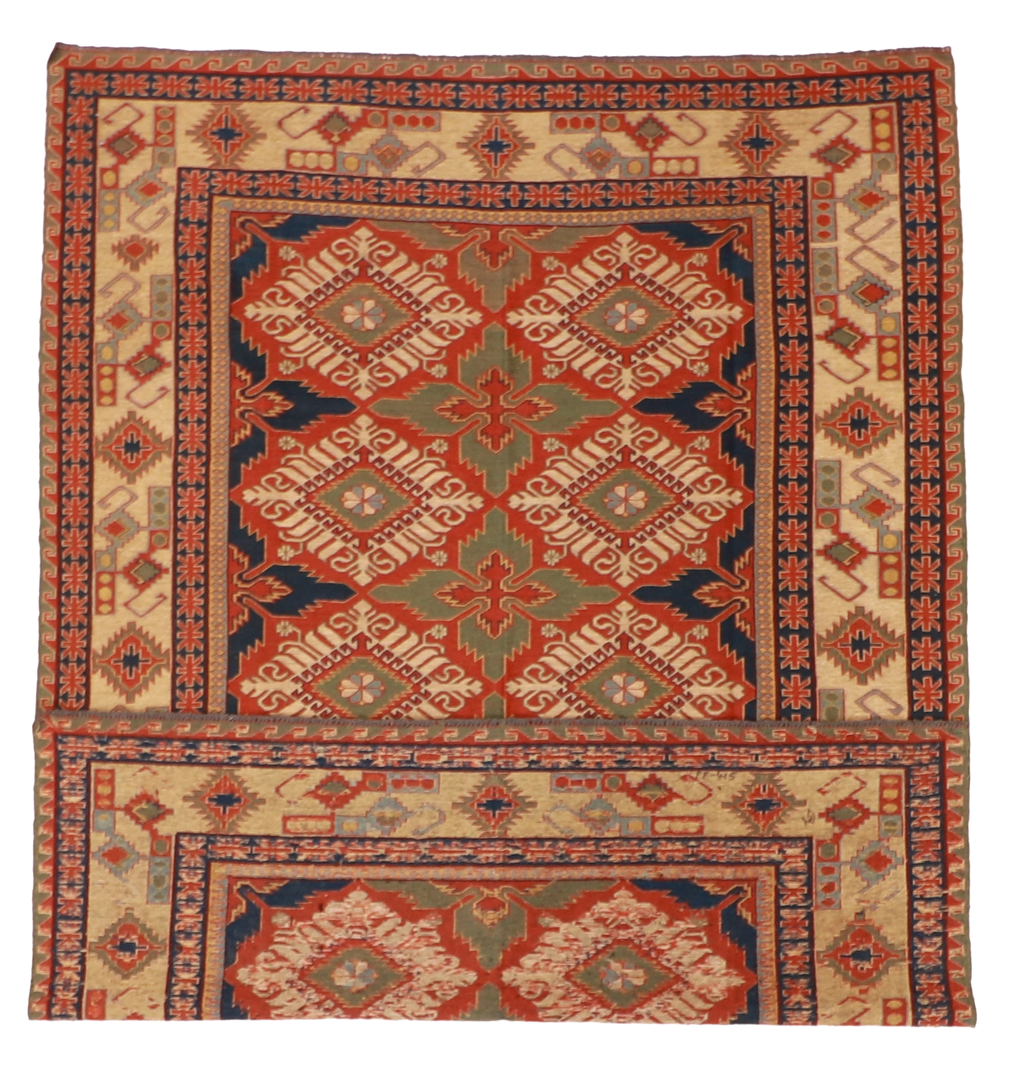 W 6.4 L 8.8 Kilim 100% Wool Hand-Woven Geometric Design - 61305