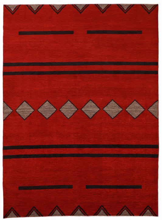 W 9 - L 12 - Mountain Modern Wool Western Rectangle - Hand Woven Rug - 61315
