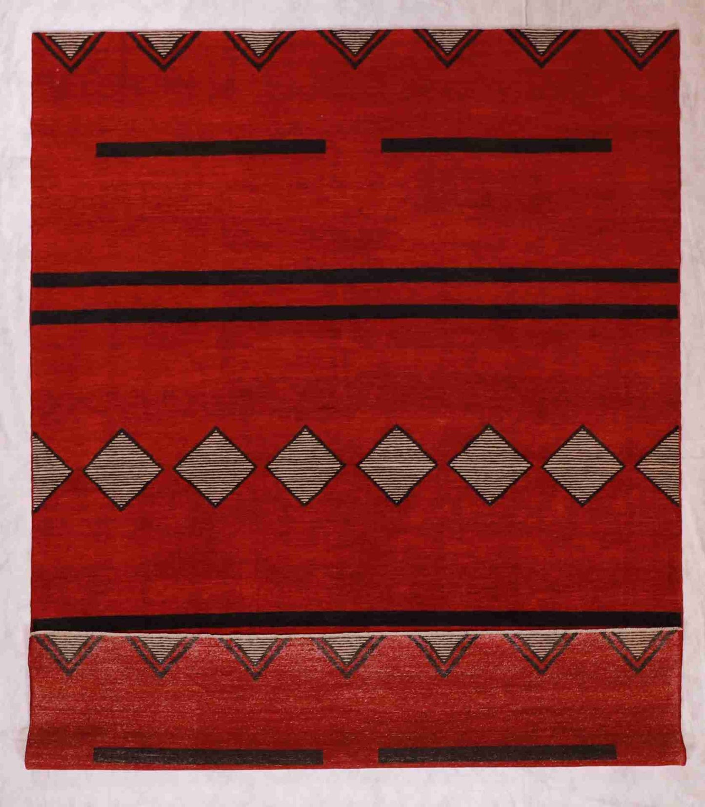 W 9 - L 12 - Mountain Modern Wool Western Rectangle - Hand Woven Rug - 61315