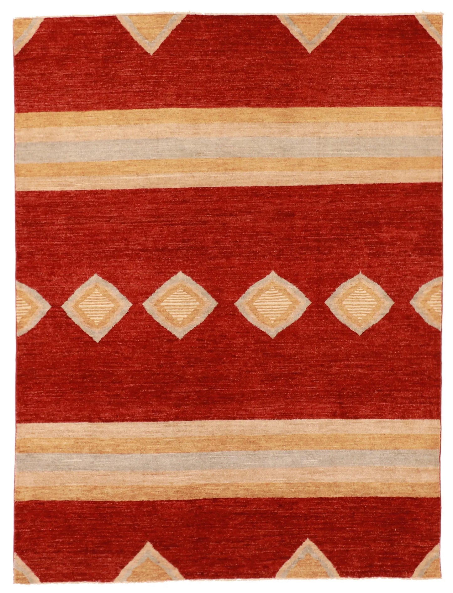 5.1 x 6.8 - Mountain Modern Wool Western Rectangle - Finest Hand-Knotted Quality Wool - 61327