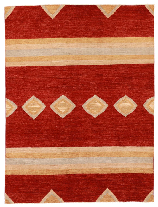 5.1 x 6.8 - Mountain Modern Wool Western Rectangle - Finest Hand-Knotted Quality Wool — 61327
