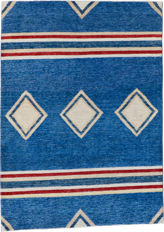 W 4.10 L 6.10 Mountain Modern 100% Wool Hand-Woven All-Over Design - 61328